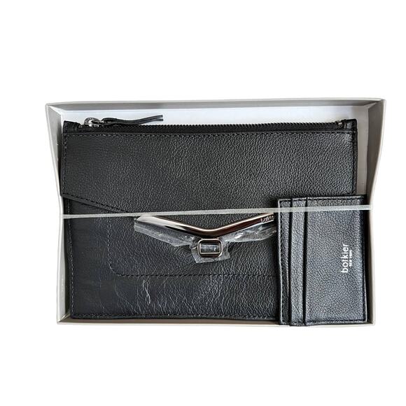 Botkier Valentina Leather envelope clutch wristlet Card Stacker Black - Picture 8 of 8